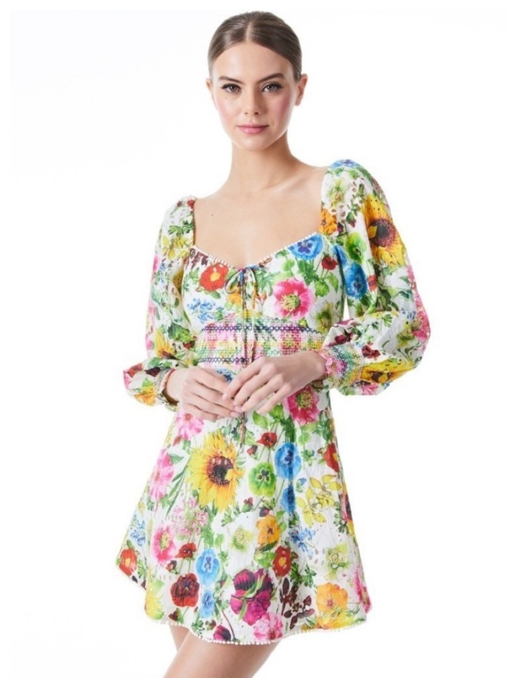 Alice & Olivia floral lace long sleeve mini dress - Picture 2 of 10